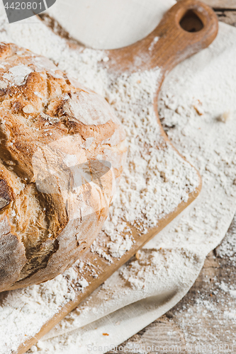 Image of Fresh bread on table close-up