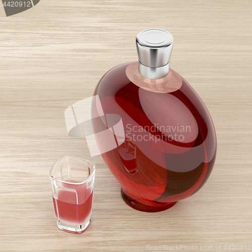 Image of Liqueur bottle and a glass