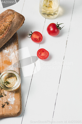 Image of Fresh bread on table close-up