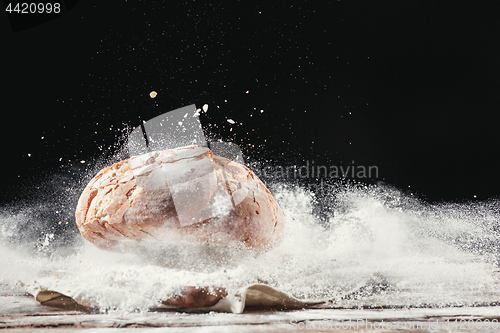 Image of Fresh bread on table close-up