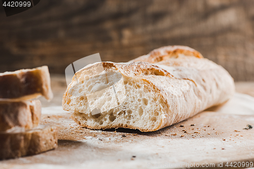 Image of Fresh bread on table close-up