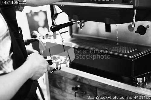 Image of Large coffee machine in the street coffee shop