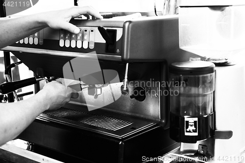 Image of Large coffee machine in the street coffee shop