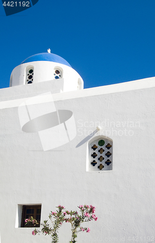 Image of blue dome church Imerovigli Santorini Greek Islands 