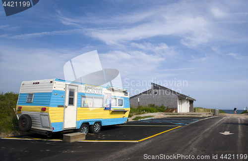 Image of editorial lemonade wagon Ditch Plains Montauk New York