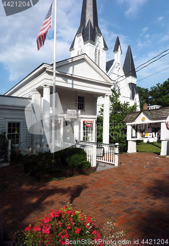 Image of  Bedford Village, New York post office and Bedford Presbyterian 