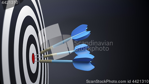 Image of three blue typical dart arrows