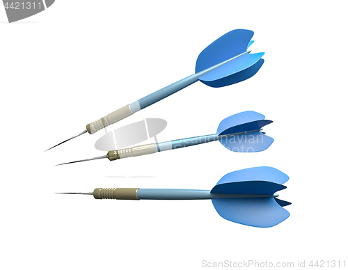 Image of three blue typical dart arrows