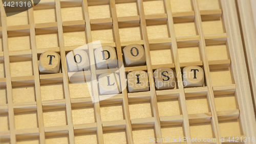 Image of wooden dice todo list