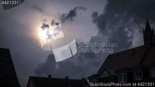 Image of a dark scary full moon night sky