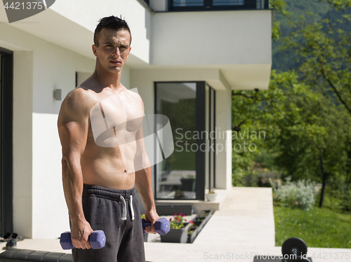 Image of man doing morning exercises