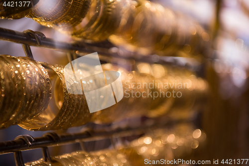 Image of gold jewelry in the shop window