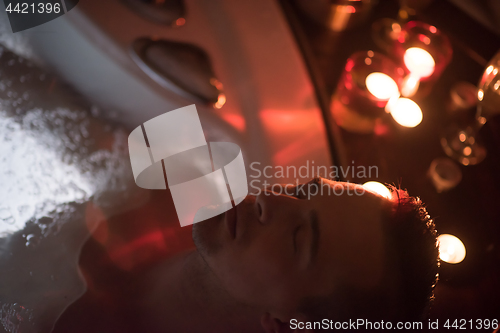 Image of man relaxing in the jacuzzi