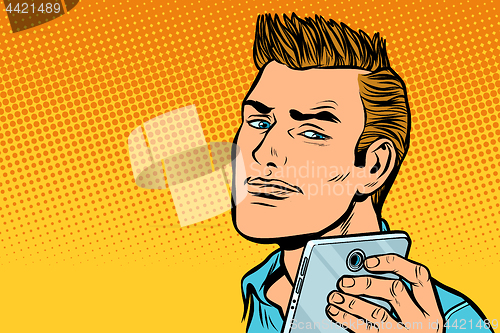 Image of A serious man selfie