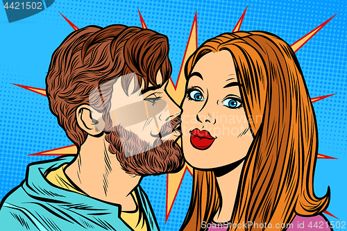 Image of couple man kissing woman