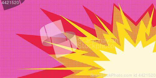 Image of pop art explosion red yellow on the right