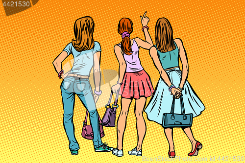 Image of young women stand back
