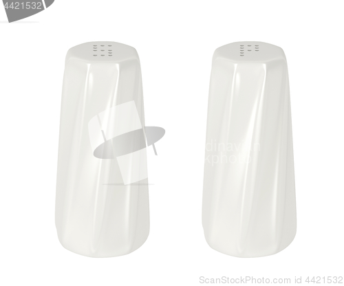 Image of White ceramic salt and pepper shakers