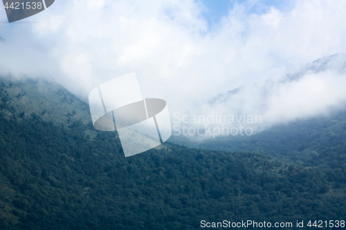 Image of Caucasus mountaines with clouds