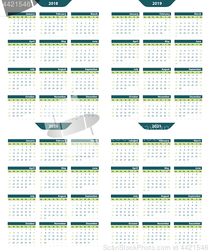 Image of Set of calendar vector template 2018-2020