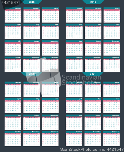 Image of Set of calendar vector template 2018-2020