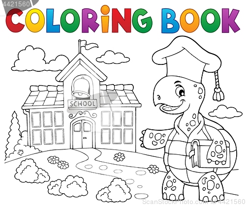 Image of Coloring book turtle teacher theme 2