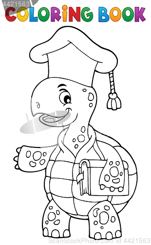 Image of Coloring book turtle teacher theme 1