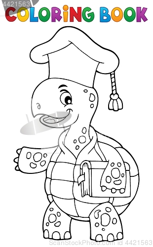 Image of Coloring book turtle teacher theme 1