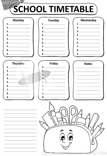 Image of Black and white school timetable topic 2