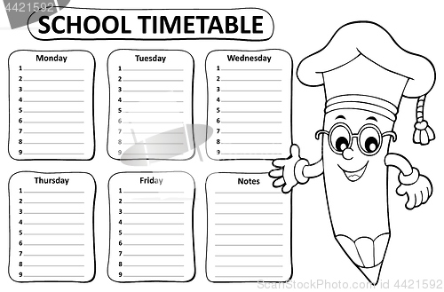 Image of Black and white school timetable topic 1