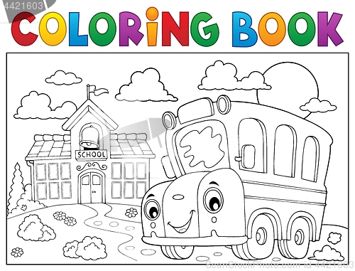 Image of Coloring book school bus theme 6