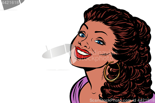 Image of Black woman smiling. Isolate on white background