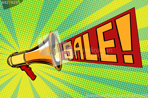 Image of sale pop art megaphone background