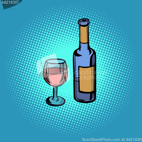 Image of A bottle of red wine and a glass