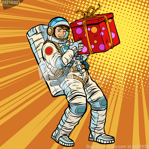 Image of Astronaut birthday with a gift