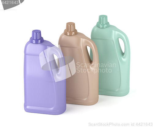 Image of Liquid detergent bottles on white