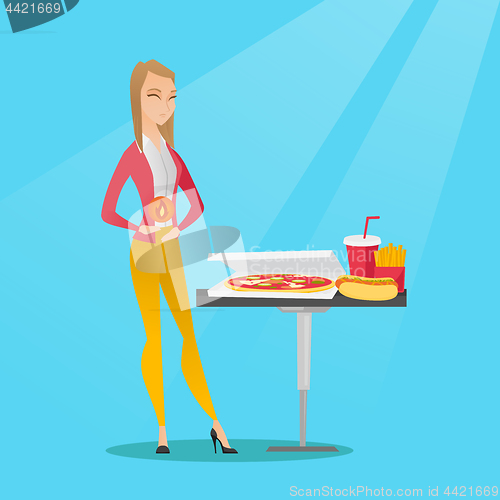 Image of Woman suffering from heartburn vector illustration