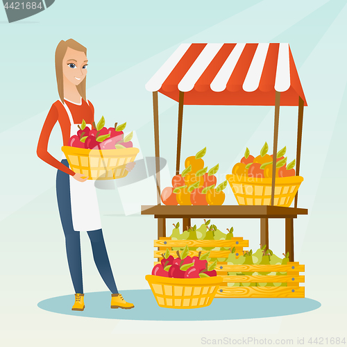 Image of Street seller with fruits and vegetables.