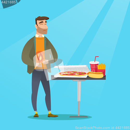 Image of Man suffering from heartburn vector illustration