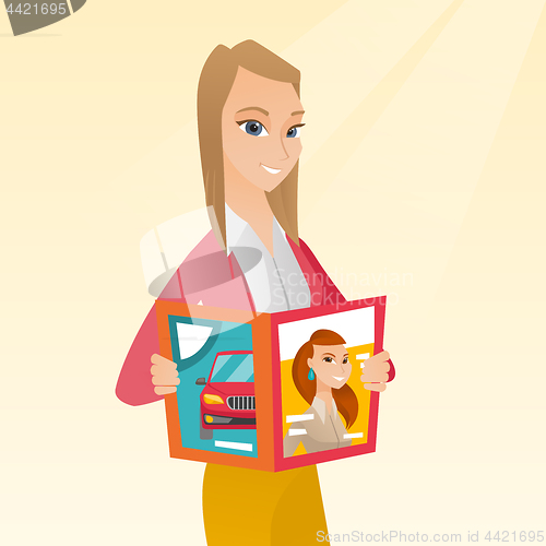 Image of Woman reading magazine vector illustration.