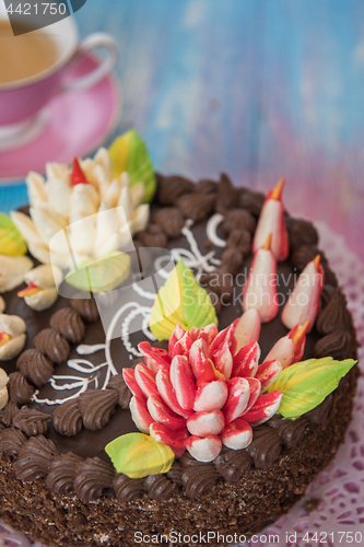 Image of Cake on color background