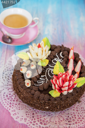 Image of Cake on color background