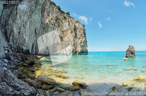 Image of Blue waters of Ionian sea, near Agios Nikitas