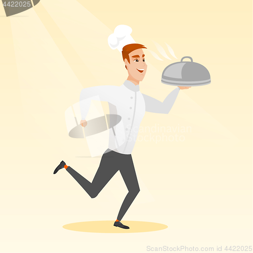 Image of Running chef cook vector illustration.