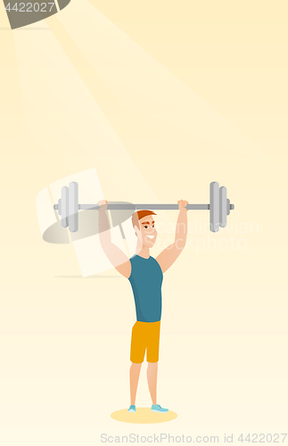 Image of Man lifting barbell vector illustration.