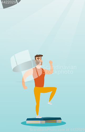 Image of Man exercising on steeper vector illustration.