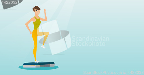 Image of Woman exercising on steeper vector illustration.