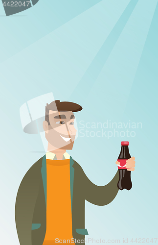 Image of Young man drinking soda vector illustration.