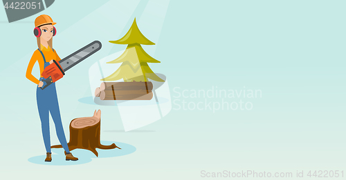 Image of Lumberjack with chainsaw vector illustration.