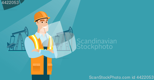 Image of Confident oil worker vector illustration.